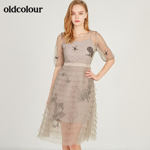 oldcolour欧珂专柜款网纱连衣裙女中长款夏小个子M22102273 商品图2