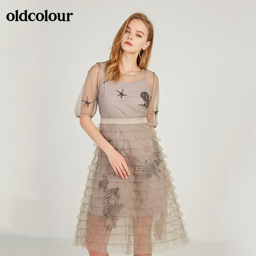 oldcolour欧珂专柜款网纱连衣裙女中长款夏小个子M22102273 商品图3