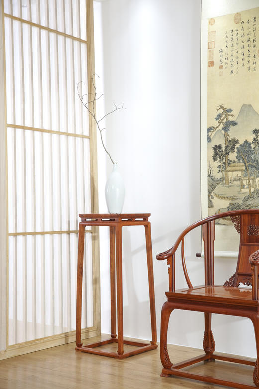 红桥红  家具严选  缅甸花梨（大果紫檀）【98明式托泥束腰 花架】 商品图3