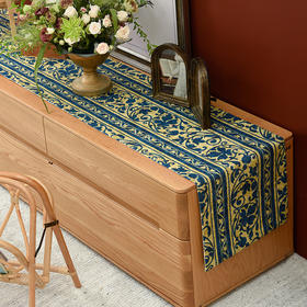 靛蓝宝莲花电视柜盖布美式桌旗茶几巾