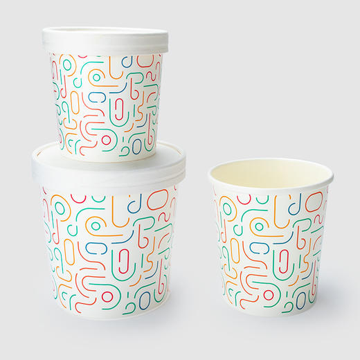 喇叭花一次性汤桶纸碗圆形汤碗粥碗打包汤盒汤桶含盖100套 商品图2