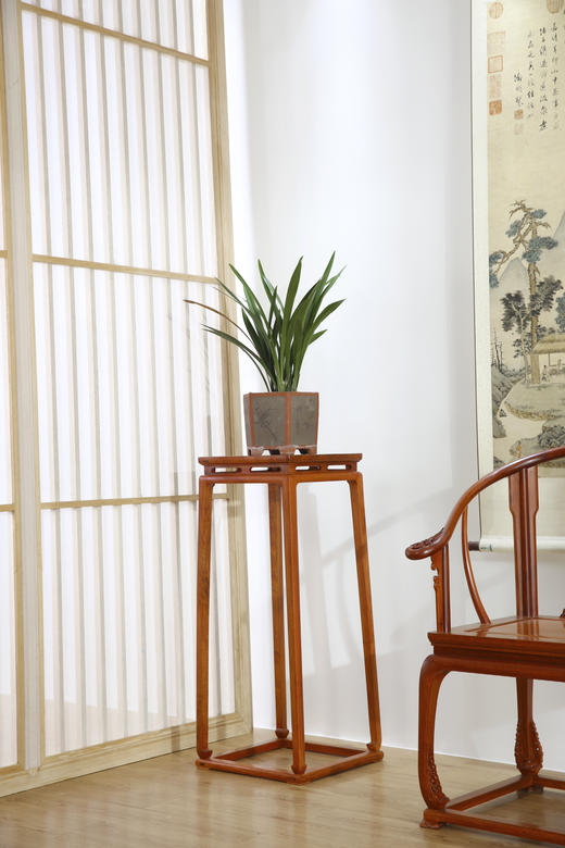 红桥红  家具严选  缅甸花梨（大果紫檀）【98明式托泥束腰 花架】 商品图5