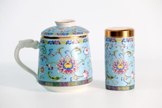 承德避暑山庄珍藏版珐琅彩羊脂玉瓷办公杯组礼盒 商品图3