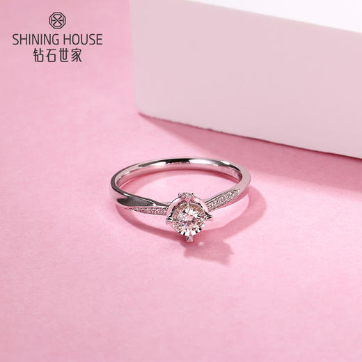 钻石世家 18K金钻石戒指 银杏系列戒指 星愿戒指 浪漫告白戒指婚戒钻戒（13分主钻） 商品图4