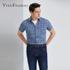 YvesFigarau伊夫·费嘉罗夏季新款商务休闲格纹舒适透气短袖衬衫912466 商品缩略图0