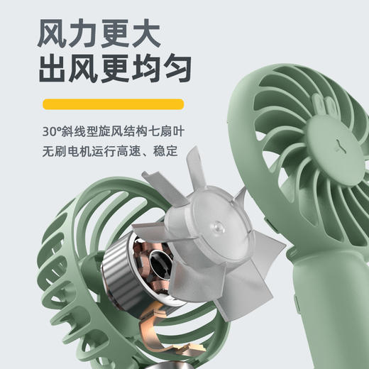 SIUU西佑 迷你手持小风扇便携式随身USB小型大风力静音可充电户外桌面办公室学生电扇可充电电风扇 莫兰迪绿 柠檬黄 商品图4
