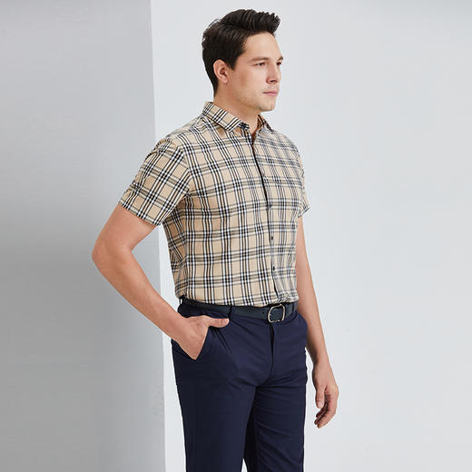 YvesFigarau伊夫·费嘉罗夏季新款商务休闲格纹舒适透气短袖衬衫912462 商品图2