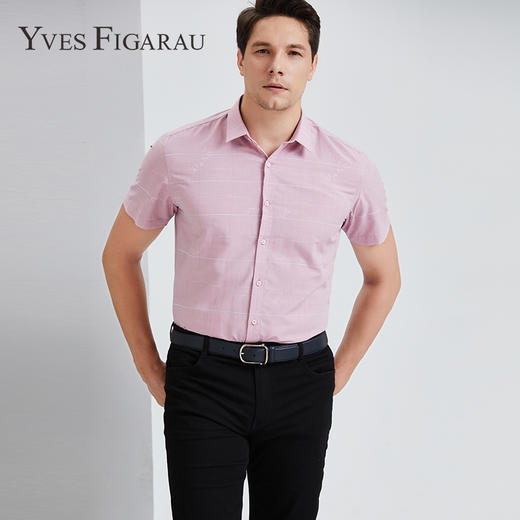 YvesFigarau伊夫·费嘉罗夏季新款简约舒适透气短袖休闲衬衫912468 商品图0