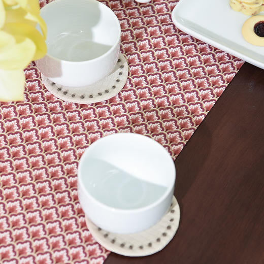 打籽绣圆形杯垫纯色布艺咖啡圆杯垫日式简约 商品图1