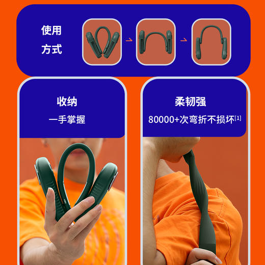 SIUU西佑挂脖风扇随身便携式迷你USB小风扇懒人挂颈静音学生宿舍办公室折叠小型大风力手持充电风扇 商品图2