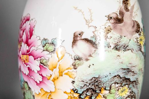 尧娟:粉彩花鸟玉壶春对瓶【富贵满堂，富贵香远】 商品图5
