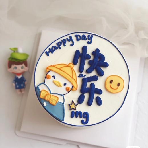 手绘快乐鸭主题蛋糕（四寸是配件软陶，六寸及以上是手绘哈） 商品图0