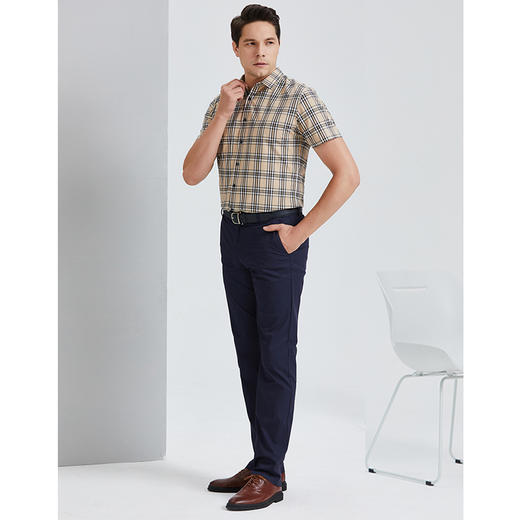 YvesFigarau伊夫·费嘉罗夏季新款商务休闲格纹舒适透气短袖衬衫912462 商品图1