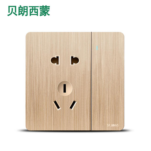 西蒙 E18A 金色 一开五孔 商品图0