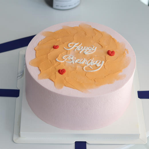 【生日蛋糕】粉底橘色HappyBirthDay款 商品图0