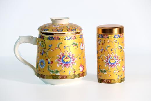 承德避暑山庄珍藏版珐琅彩羊脂玉瓷办公杯组礼盒 商品图4