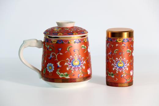 承德避暑山庄珍藏版珐琅彩羊脂玉瓷办公杯组礼盒 商品图7