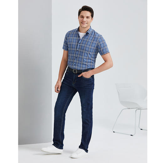 YvesFigarau伊夫·费嘉罗夏季新款商务休闲格纹舒适透气短袖衬衫912466 商品图1