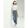 COCOBELLA时尚提花格纹水洗牛仔裤女宽松牛仔蓝长裤哈伦裤DN28 商品缩略图2