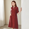 丁摩 高端真丝香云纱连衣裙短袖薄款桑蚕丝裙旗袍女裙子Q121153 商品缩略图1