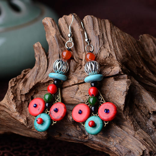 JGL-03080006民族风耳饰波西米亚松石复古耳环耳坠 商品图3