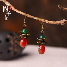 JGL-03220075新款民族风耳环简约时尚红玛瑙耳坠复古气质耳饰