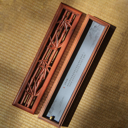 非酸枝实木线香盒  镂空雕刻竹子/荷花  寓意美好 商品图0