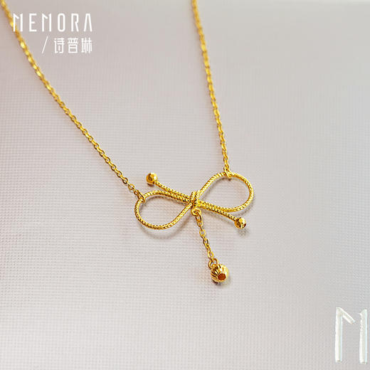 在逃公主网红款蝴蝶结黄金项链5G足金套链MEMORA诗普琳LN466001 商品图6