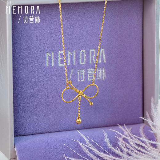 在逃公主网红款蝴蝶结黄金项链5G足金套链MEMORA诗普琳LN466001 商品图5