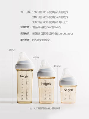hegen 婴儿奶瓶150毫升+240毫升+两个储存瓶 商品图1