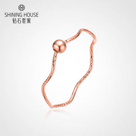 【时尚K金】钻石世家 Charming系列 18K金戒指 18K金素金戒指 波浪纹戒指 素戒尾戒 圆珠戒指 叠戴单戴时尚潮流线戒（约0.36±0.1克）