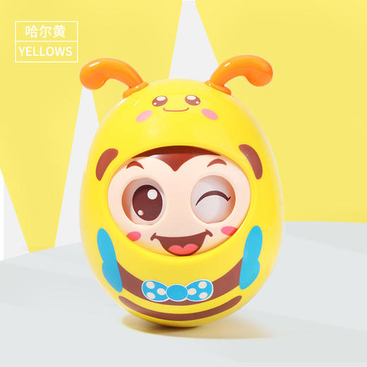 婴幼儿软耳可啃咬手抓球眨眼点头安抚蜜蜂不倒翁儿童早教益智玩具 商品图6