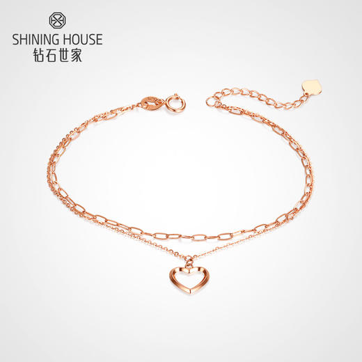 【时尚K金】钻石世家 心恋系列 18K金手链 精致镂空双层链手链（约1.49±0.1克） 商品图0