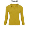 VIMAGE纬漫纪秋季新款款时尚百搭纯色V领针织衫女上衣套头V1501109 商品缩略图0