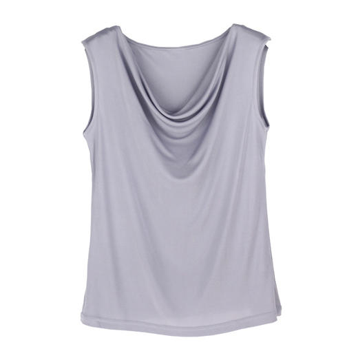 丁摩夏季真丝荡领无袖背心女T恤衫桑蚕丝针织修身百搭打底衫女装上衣 商品图14