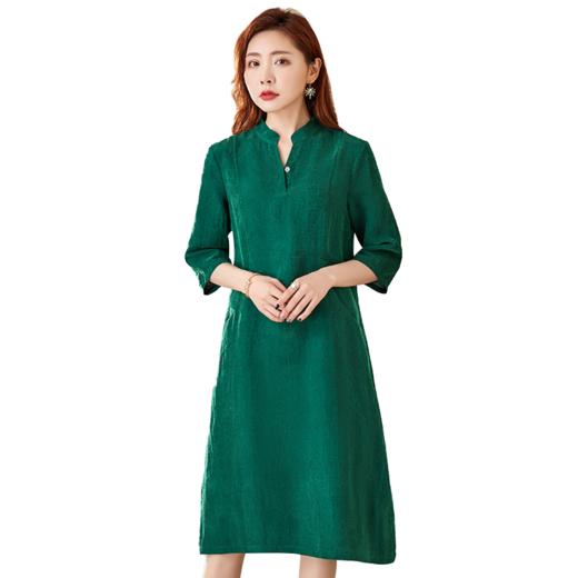 丁摩 高端真丝香云纱连衣裙短袖薄款桑蚕丝裙旗袍女裙子Q121153 商品图3