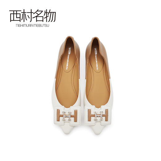 西村名物2021秋季新款平底鞋通勤时尚方头浅口低跟简约单鞋T21CE34271 商品图2