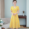 QBFS-LCX3580新款时尚气质修身V领短袖中长款碎花连衣裙 商品缩略图0
