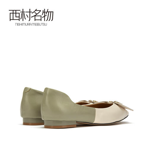 西村名物2021秋季新款平底鞋通勤时尚方头浅口低跟简约单鞋T21CE34271 商品图3