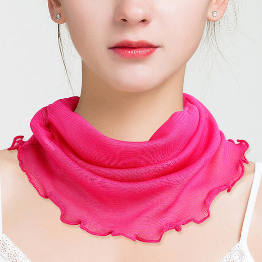 丁摩 夏季纯色真丝网眼套头围脖桑蚕丝针织假领子防晒脖套小丝巾女围巾66607 商品图13