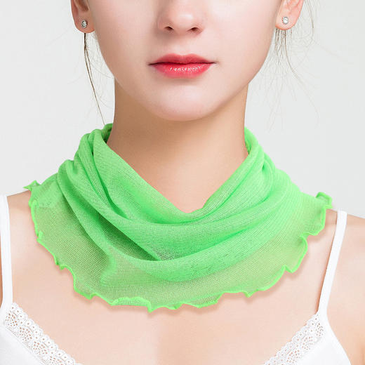 丁摩 夏季纯色真丝网眼套头围脖桑蚕丝针织假领子防晒脖套小丝巾女围巾66607 商品图12