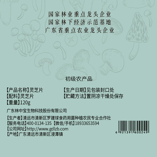 清远市林中宝灵芝片120g/包 新款包装 商品图5
