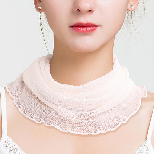 丁摩 夏季纯色真丝网眼套头围脖桑蚕丝针织假领子防晒脖套小丝巾女围巾66607 商品图4