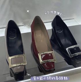 渠道货  RV方扣中跟单鞋  4.5cm斜跟  通勤单鞋
