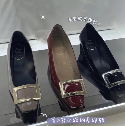 渠道货  RV方扣中跟单鞋  4.5cm斜跟  通勤单鞋 商品图0