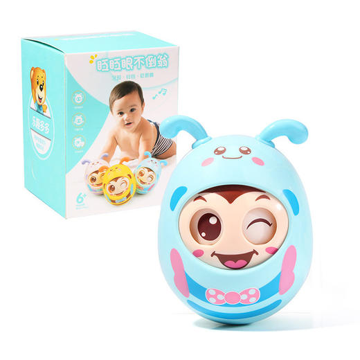 婴幼儿软耳可啃咬手抓球眨眼点头安抚蜜蜂不倒翁儿童早教益智玩具 商品图4