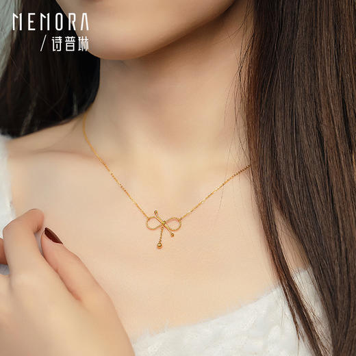 在逃公主网红款蝴蝶结黄金项链5G足金套链MEMORA诗普琳LN466001 商品图1