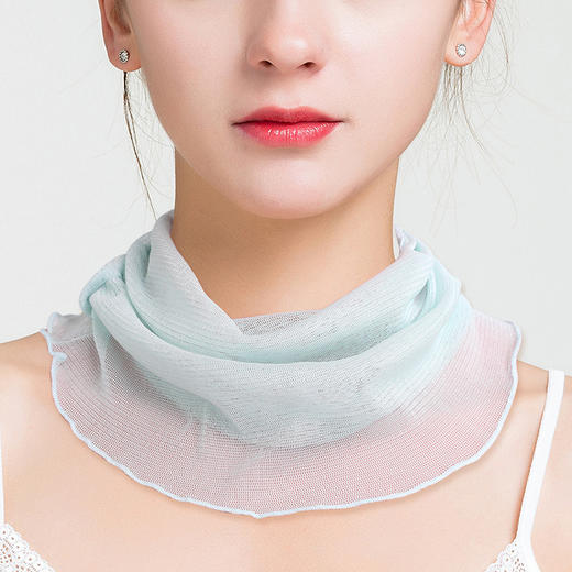 丁摩 夏季纯色真丝网眼套头围脖桑蚕丝针织假领子防晒脖套小丝巾女围巾66607 商品图8