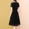 TZW-欧洲站赫本风黑色压褶雪纺连衣裙 商品缩略图2