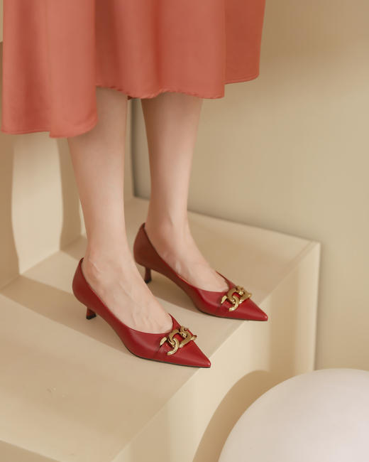 westory女鞋2021秋季新款尖头优雅气质通勤百搭细跟高跟鞋浅口单鞋女W21CE71071 商品图3